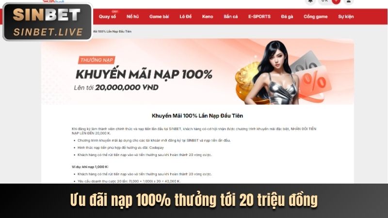 Khuyến mãi nạp đầu Sinbet